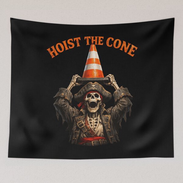 Item preview, Hoist The Cone Pirate Skeleton Skull Traffic designed and sold by Ali-printshop.
