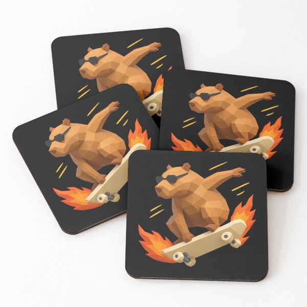 Item preview, Capybara Skater Fire Low Poly Art designed and sold by LakituShop.