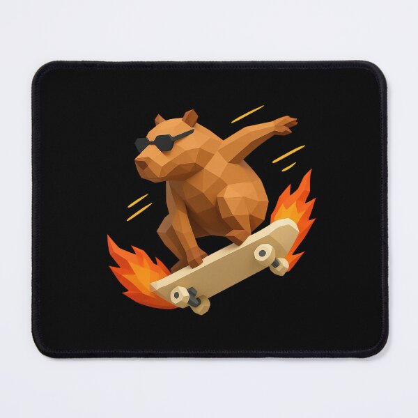 Item preview, Capybara Skater Fire Low Poly Art designed and sold by LakituShop.