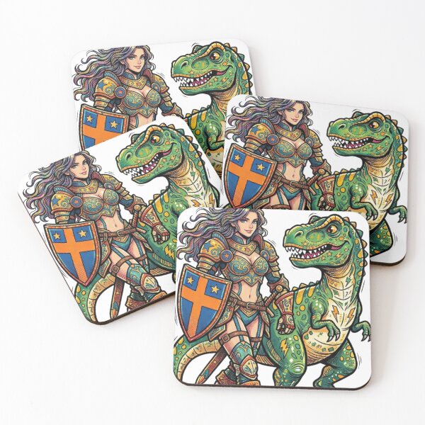 Item preview, Warrior Girl and Dinosaur designed and sold by PP&RAINBOW SHOP.