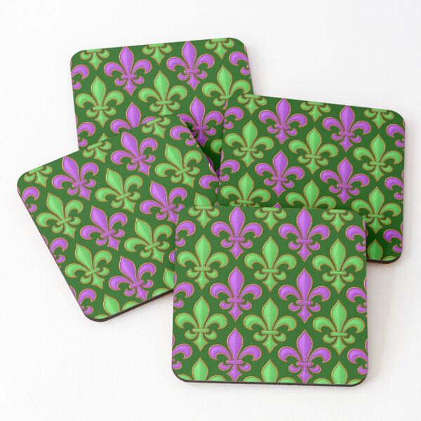 Item preview, Dark Green Purple Green Fleur-de-lis Design designed and sold by PatternTitan.