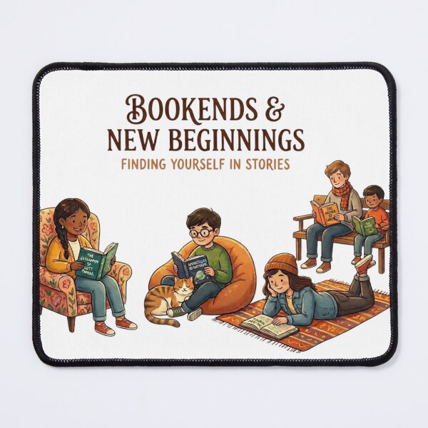 Item preview, Bookends & New Beginnings | Cozy Reading Sanctuary Illustration designed and sold by Wear Sculpt.
