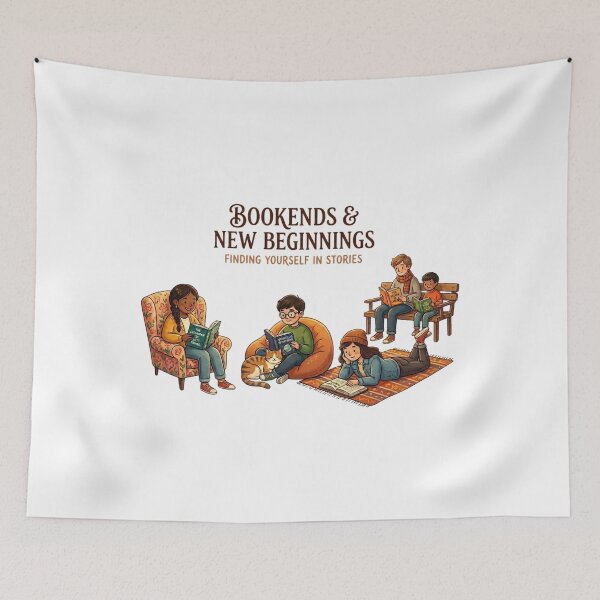 Item preview, Bookends & New Beginnings | Cozy Reading Sanctuary Illustration designed and sold by Wear Sculpt.