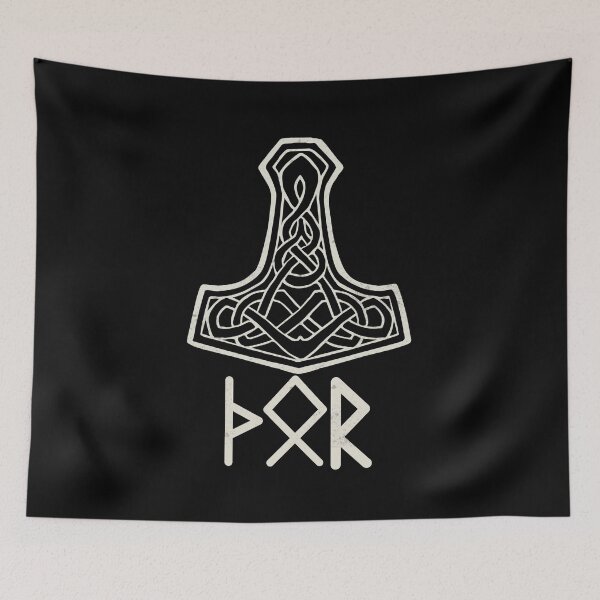 Item preview, Thor Hammer Mjolnir with Runes Minimalist Norse Symbol Design designed and sold by Fradikal.