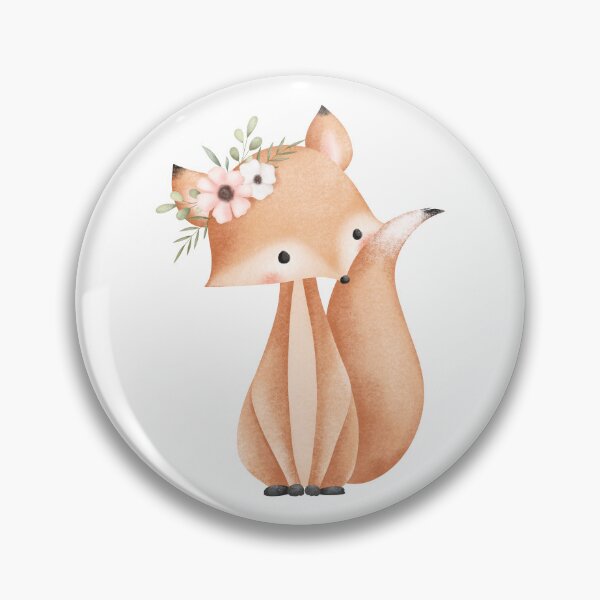 Item preview, Watercolor Fox with Spring Flowers - Adorable Woodland Nature Gift designed and sold by FuzionRaptor.
