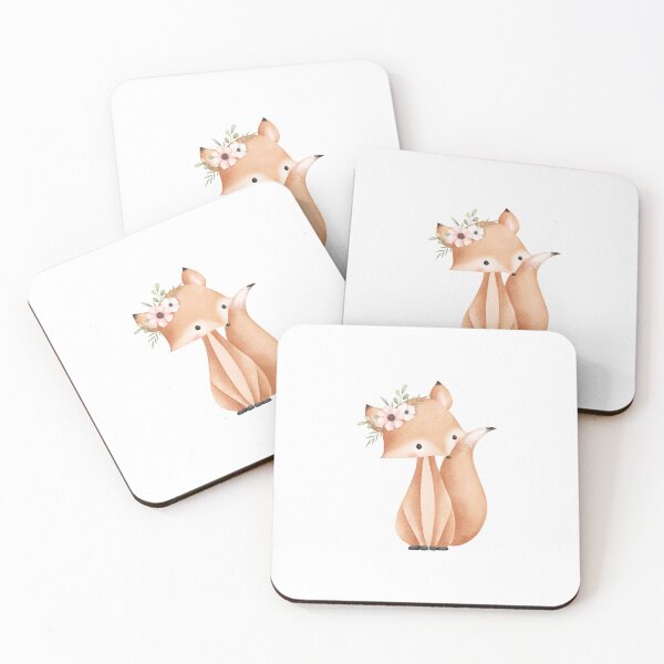 Item preview, Watercolor Fox with Spring Flowers - Adorable Woodland Nature Gift designed and sold by FuzionRaptor.