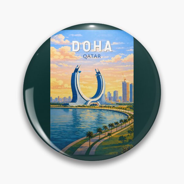 Item preview, Doha Qatar Illustration Travel Art Vintage designed and sold by KrisSidDesigns.