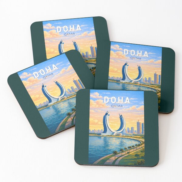 Item preview, Doha Qatar Illustration Travel Art Vintage designed and sold by KrisSidDesigns.