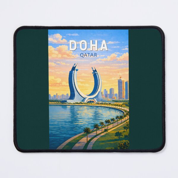 Item preview, Doha Qatar Illustration Travel Art Vintage designed and sold by KrisSidDesigns.