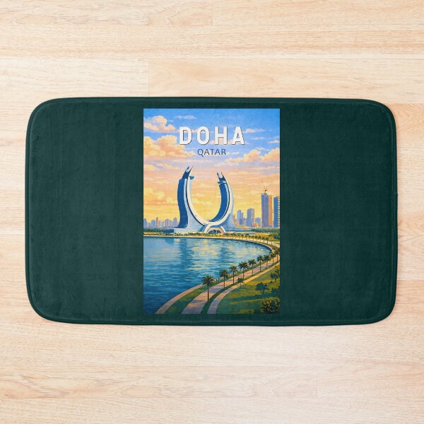 Item preview, Doha Qatar Illustration Travel Art Vintage designed and sold by KrisSidDesigns.