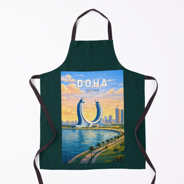Item preview, Doha Qatar Illustration Travel Art Vintage designed and sold by KrisSidDesigns.