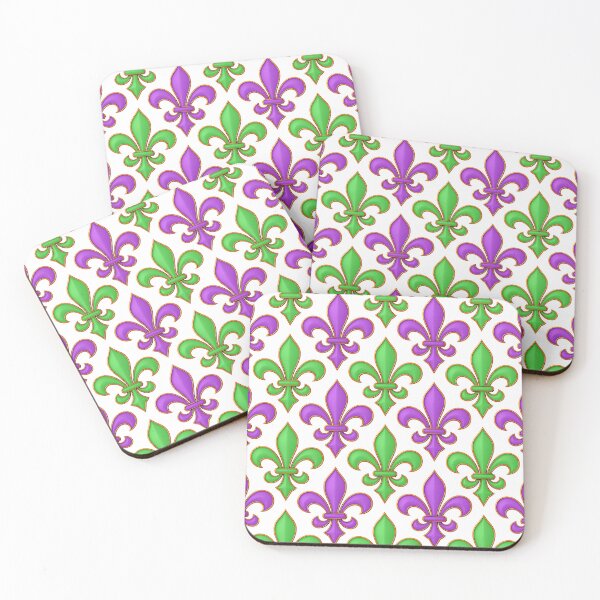 Item preview, White Purple Green Fleur-de-lis Design designed and sold by PatternTitan.