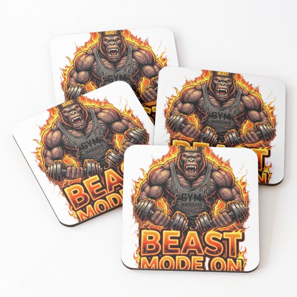 Item preview, Gym Gorilla Beast Mode ON - Retro Neon 80s Fitness Gift - Muscular Gorilla designed and sold by Hinata04.