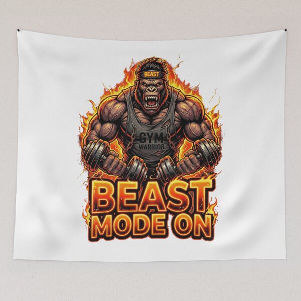 Item preview, Gym Gorilla Beast Mode ON - Retro Neon 80s Fitness Gift - Muscular Gorilla designed and sold by Hinata04.