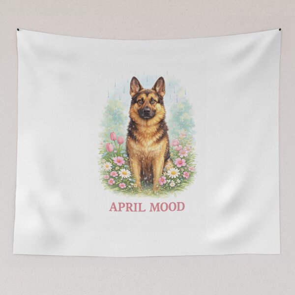 Item preview, German Shepherd April Mood – Spring Rain Dog designed and sold by Zampettalibera.
