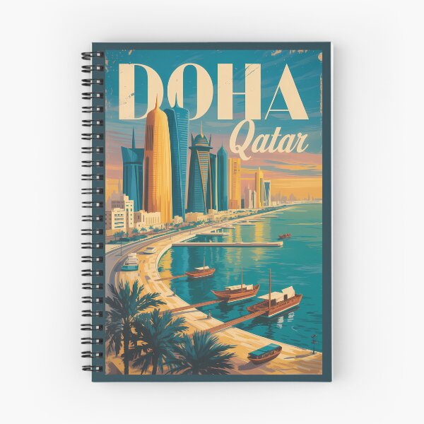 Artikelvorschau, Doha, Katar – Skyline-Illustration – Reisekunst – Vintage entworfen und verkauft von KrisSidDesigns.