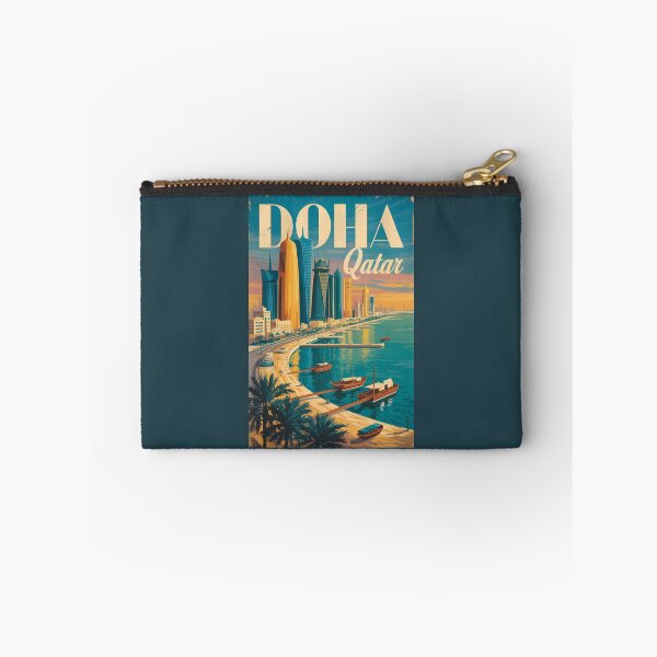 Item preview, Doha Qatar Skyline Illustration Travel Art Vintage designed and sold by KrisSidDesigns.