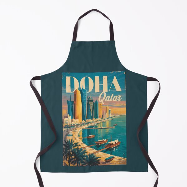 Item preview, Doha Qatar Skyline Illustration Travel Art Vintage designed and sold by KrisSidDesigns.