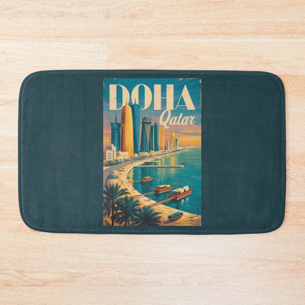 Item preview, Doha Qatar Skyline Illustration Travel Art Vintage designed and sold by KrisSidDesigns.