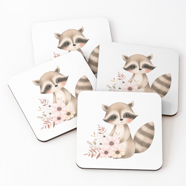 Item preview, Watercolor Raccoon with Spring Flowers - Adorable Woodland Nature Gift designed and sold by FuzionRaptor.