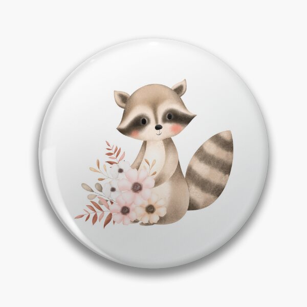 Item preview, Watercolor Raccoon with Spring Flowers - Adorable Woodland Nature Gift designed and sold by FuzionRaptor.