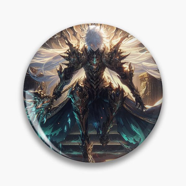 Item preview, The Celestial Void-King: Awakening in the Molten Abyss with Cyan Lance and Void-Gold Armor designed and sold by MouradStudio.