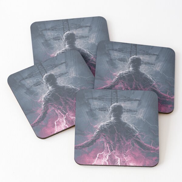 Item preview, Electrified Figure Beneath Power Lines Abstract Energy Poster designed and sold by Kesterton.