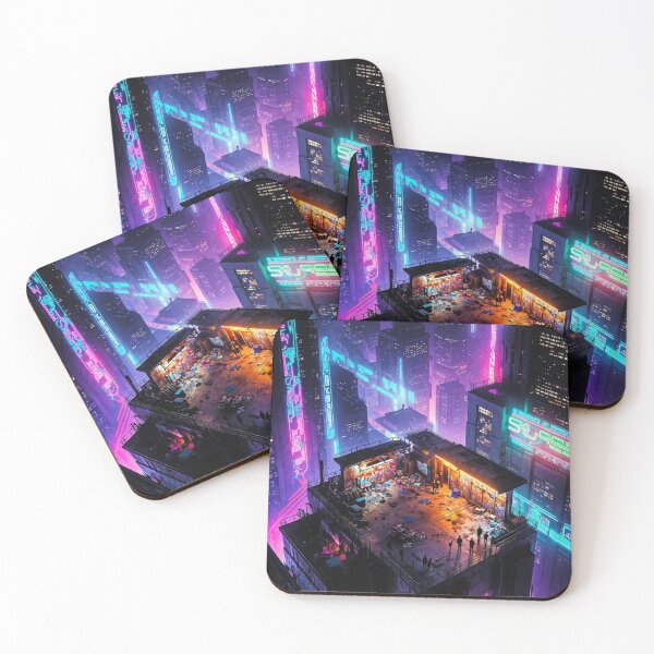 Item preview, High Above the Neon Clouds - Cyberpunk Sci Fi Art concept designed and sold by Delerat7.
