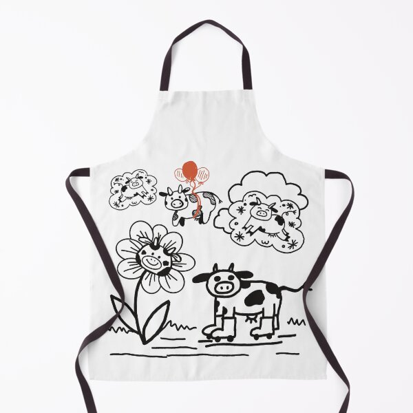 Item preview, Cute Funny Cow and Flower Doodle Scene designed and sold by Pryhozha.