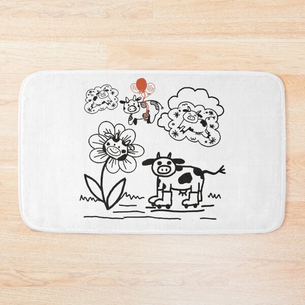 Item preview, Cute Funny Cow and Flower Doodle Scene designed and sold by Pryhozha.