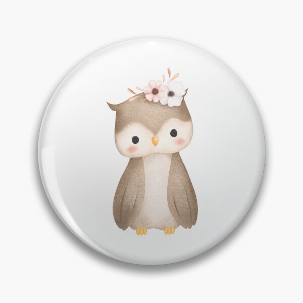 Item preview, Watercolor Owl with Spring Flowers - Adorable Woodland Nature Gift designed and sold by FuzionRaptor.