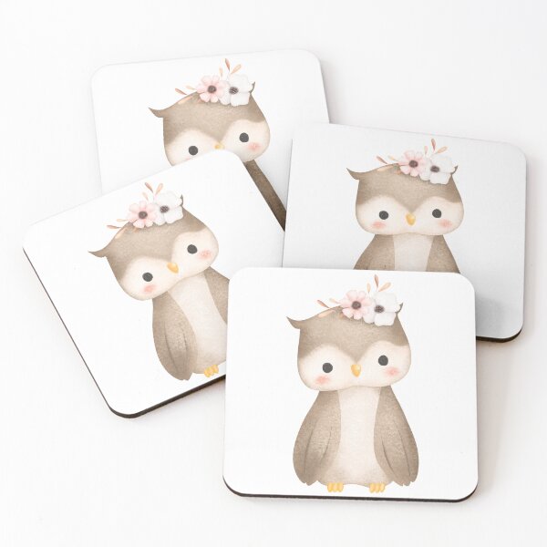 Item preview, Watercolor Owl with Spring Flowers - Adorable Woodland Nature Gift designed and sold by FuzionRaptor.
