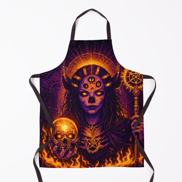 Item preview, Orange Demon Goddess Skull Art – Gothic Witchcore Fantasy Art Print designed and sold by TheHorsemanRidesAgain.