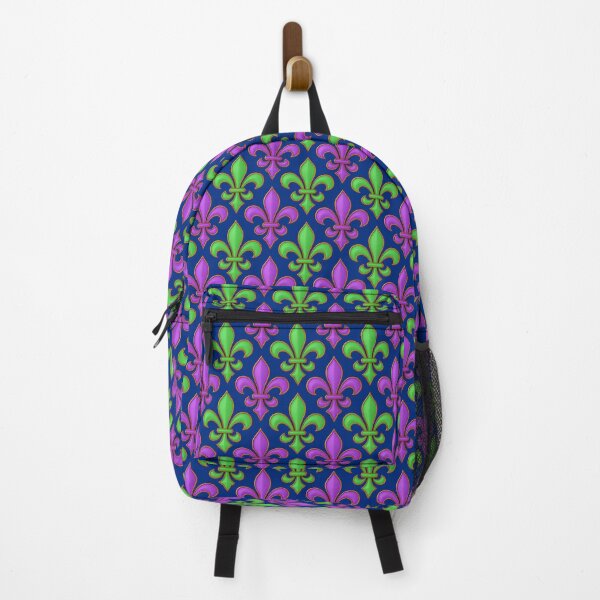 Item preview, Navy Blue Purple Green Fleur-de-lis Design designed and sold by PatternTitan.
