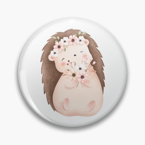 Item preview, Watercolor Hedgehog with Spring Flowers - Adorable Woodland Nature Gift designed and sold by FuzionRaptor.