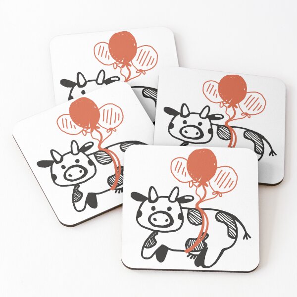 Item preview, Flying Cow with Balloons Cute Doodle designed and sold by Pryhozha.
