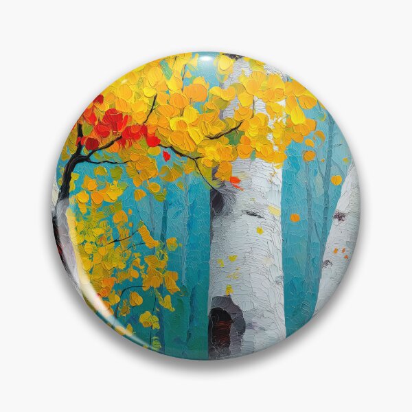Item preview, Autumn Birch Glow Textured Palette Knife Forest Art on White Bark designed and sold by Rocky Mountain Artistry.