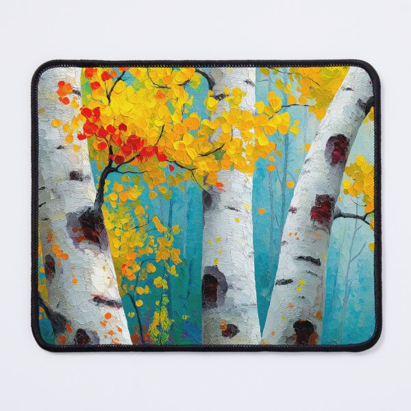 Item preview, Autumn Birch Glow Textured Palette Knife Forest Art on White Bark designed and sold by Rocky Mountain Artistry.