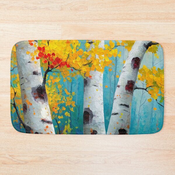 Item preview, Autumn Birch Glow Textured Palette Knife Forest Art on White Bark designed and sold by Rocky Mountain Artistry.
