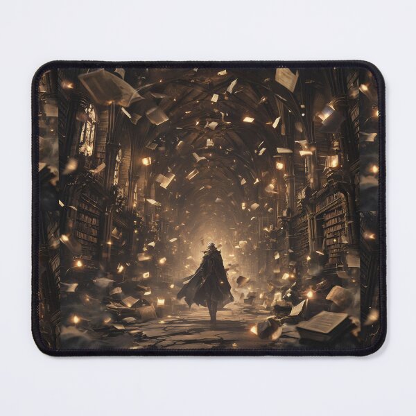 Item preview, Whispers of the Ancients: The Solitary Cloaked Wanderer in the Shattered Magical Library designed and sold by MouradStudio.