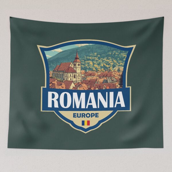 Item preview, Romania Illustration Retro Badge designed and sold by KrisSidDesigns.