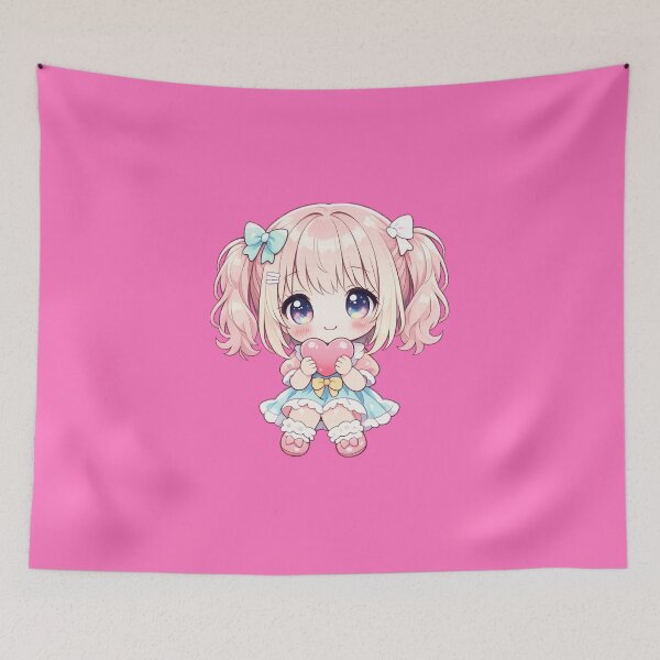 Item preview, Cute Kawaii Anime Chibi Girl Holding Heart Pastel Character designed and sold by Ace01st.