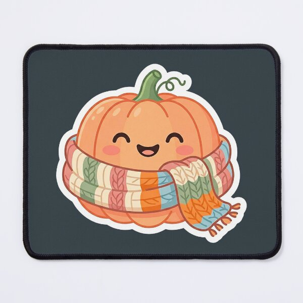 Item preview, Cute Cozy Pumpkin in Scarf – Kawaii Autumn Sticker Design designed and sold by Iras-Art-Corner.