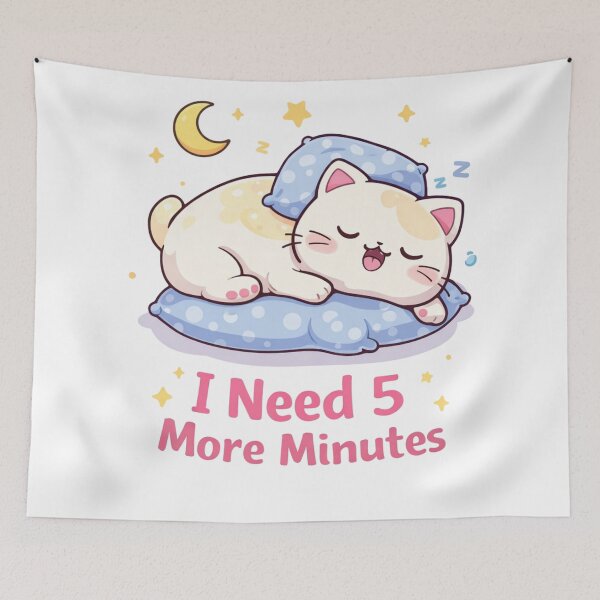 Item preview, Sleepy Kawaii Cat “I Need 5 More Minutes” Cute Aesthetic T-Shirt | Funny Lazy Cat Lover Gift designed and sold by Kawaii Cosmos Cats.