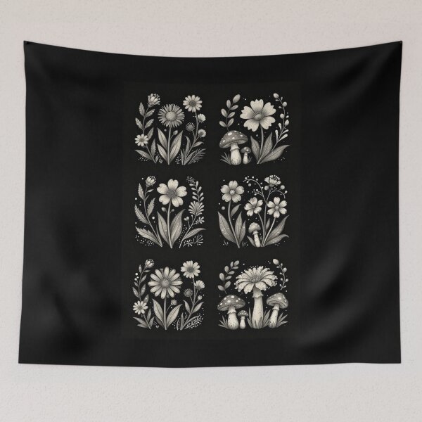Item preview, Daisies and Mushrooms designed and sold by PatronesKawai.
