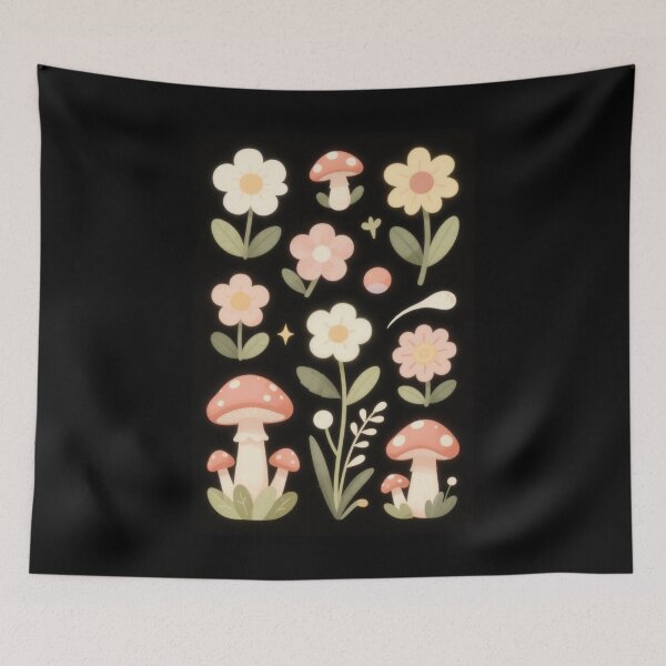 Item preview, Daisies and Mushrooms designed and sold by PatronesKawai.