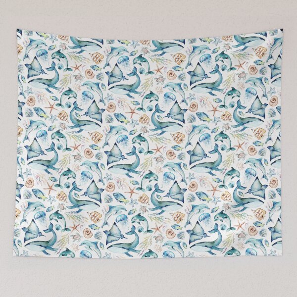 Item preview, watercolor sea ocean animals marine nautical beach designed and sold by art-tee-ua.