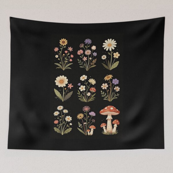 Item preview, Daisies and Mushrooms designed and sold by PatronesKawai.