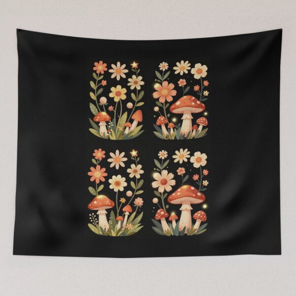 Item preview, Daisies and Mushrooms designed and sold by PatronesKawai.