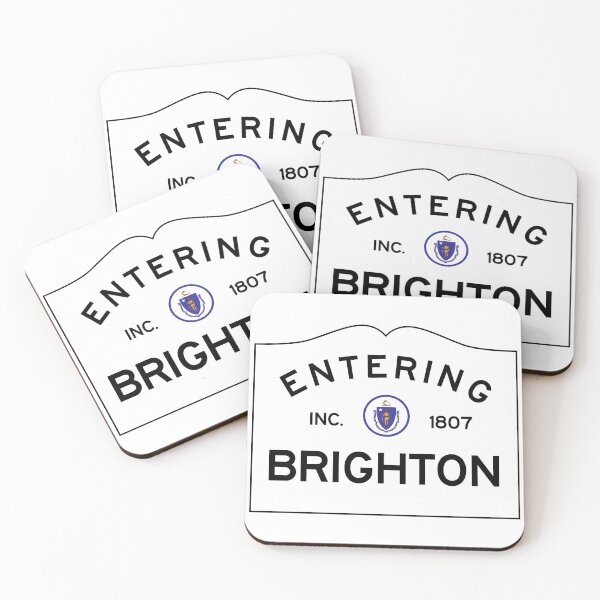 Item preview, Entering Brighton Massachusetts - Commonwealth of Massachusetts Road Sign designed and sold by NewNomads.